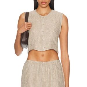 Leset Stella linen blend vest in Dune NWT